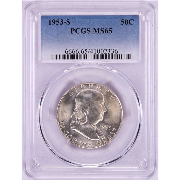 1953-S Franklin Half Dollar Coin PCGS MS65