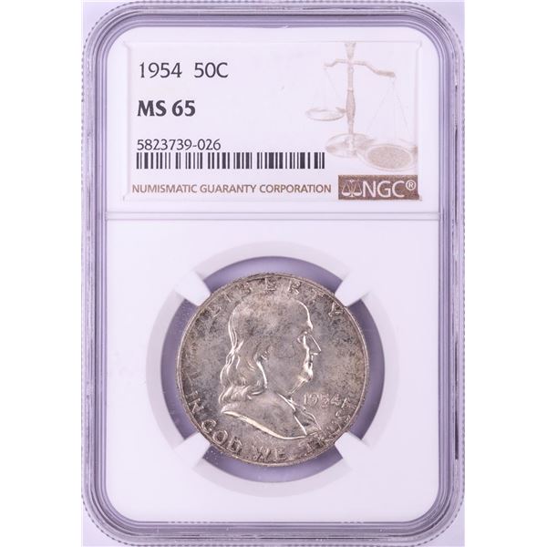1954 Franklin Half Dollar Coin NGC MS65