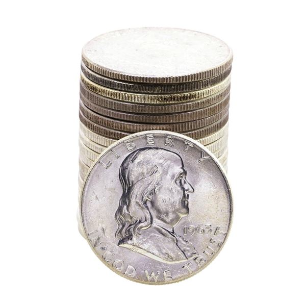 Roll of (20) Brilliant Uncirculated 1963 Franklin Half Dollar Coins