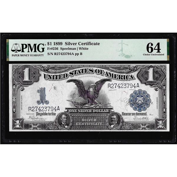 1899 $1 Black Eagle Silver Certificate Note Fr.236 PMG Choice Uncirculated 64
