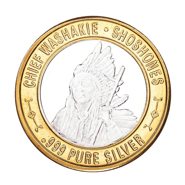 .999 Silver Chief Washakie $10 Casino Limited Native American Series Gaming Token