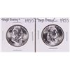 Image 1 : Lot of (2) 1955 "Bugs Bunny" Franklin Half Dollar Coins