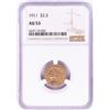 Image 1 : 1911 $2 1/2 Indian Head Quarter Eagle Gold Coin NGC AU53