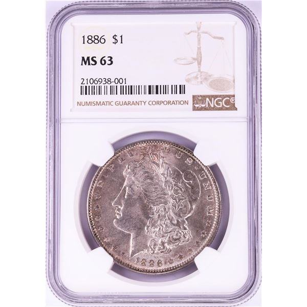 1886 $1 Morgan Silver Dollar Coin NGC MS63