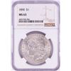 Image 1 : 1890 $1 Morgan Silver Dollar Coin NGC MS63