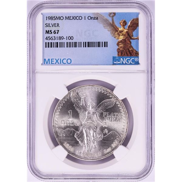 1985Mo Mexico 1 Onza Libertad Silver Coin NGC MS67
