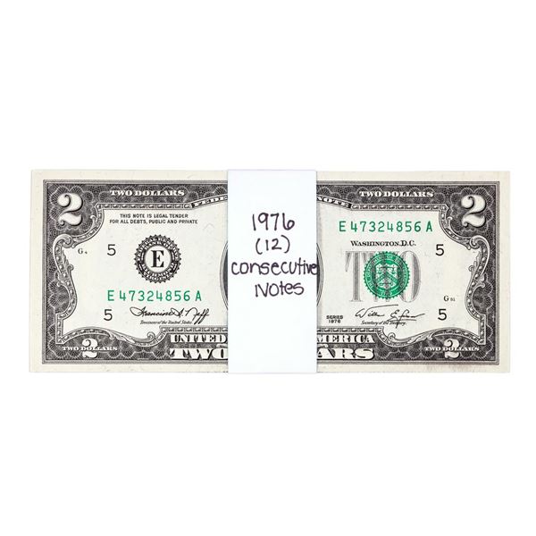 Lot of (12) Consecutive 1976 $2 Federal Reserve Notes Richmond