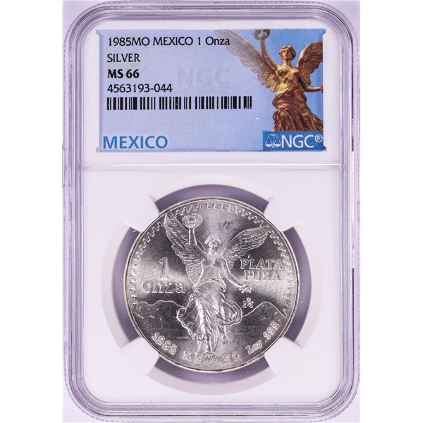 1985Mo Mexico 1 Onza Libertad Silver Coin NGC MS66