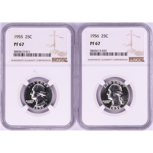 Lot of 1955-1956 Proof Washington Quarter Coins NGC PF67