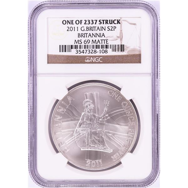 2011 Great Britain 2 Pounds Silver Coin NGC MS69 Matte