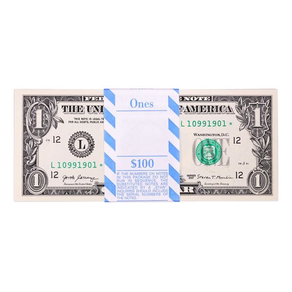 Pack of (100) Consecutive 2017 $1 Federal Reserve STAR Notes San Francisco