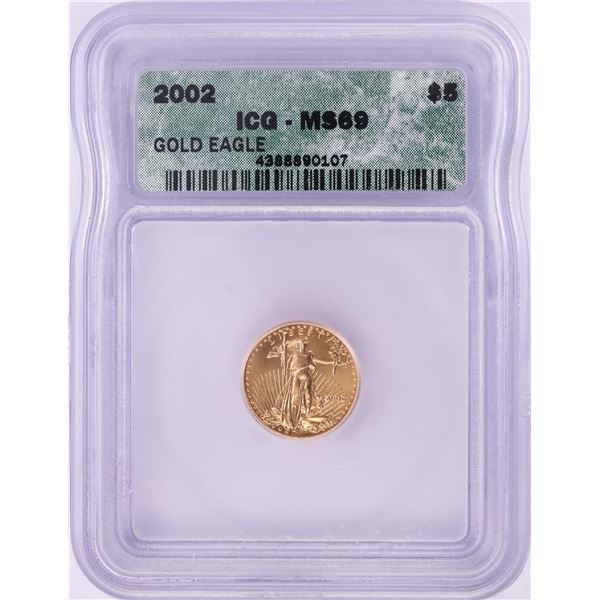 2002 $5 American Gold Eagle Coin ICG MS69