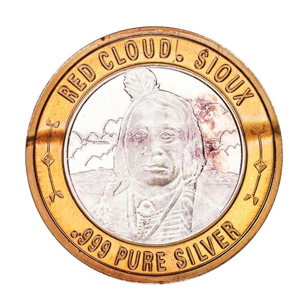 .999 Silver Red Cloud Sioux $10 Casino Limited Native American Series Gaming Token