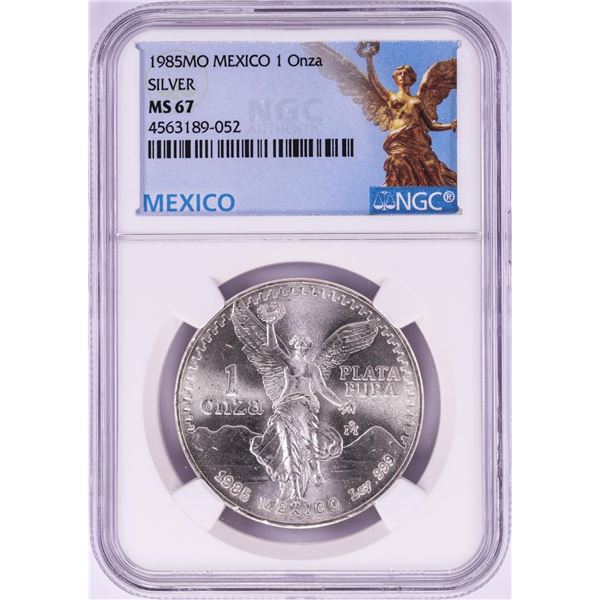 1985Mo Mexico 1 Onza Libertad Silver Coin NGC MS67