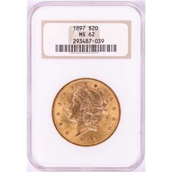 1897 $20 Liberty Head Double Eagle Gold Coin NGC MS62