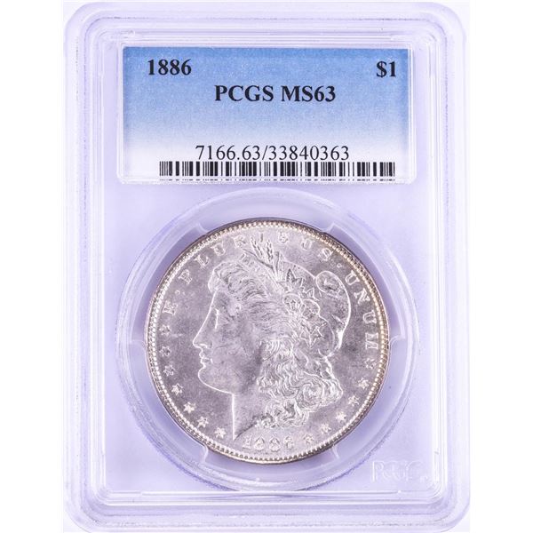 1886 $1 Morgan Silver Dollar Coin PCGS MS63 Nice Toning