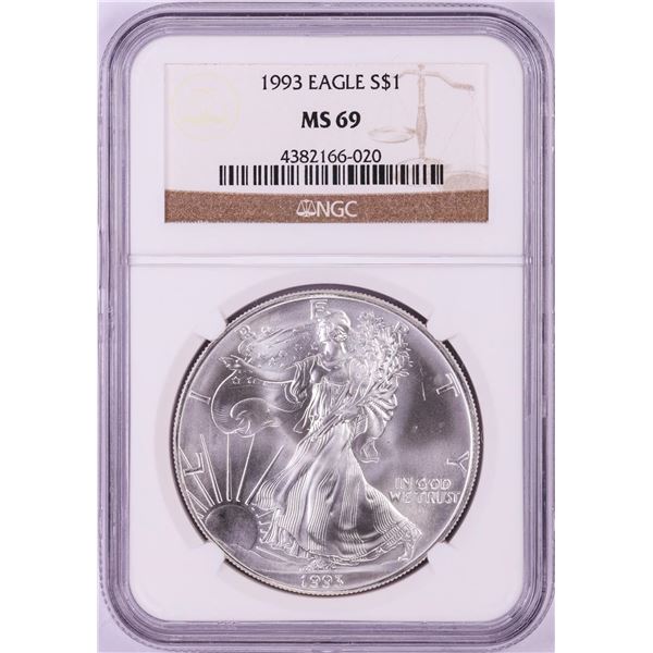 1993 $1 American Silver Eagle Coin NGC MS69