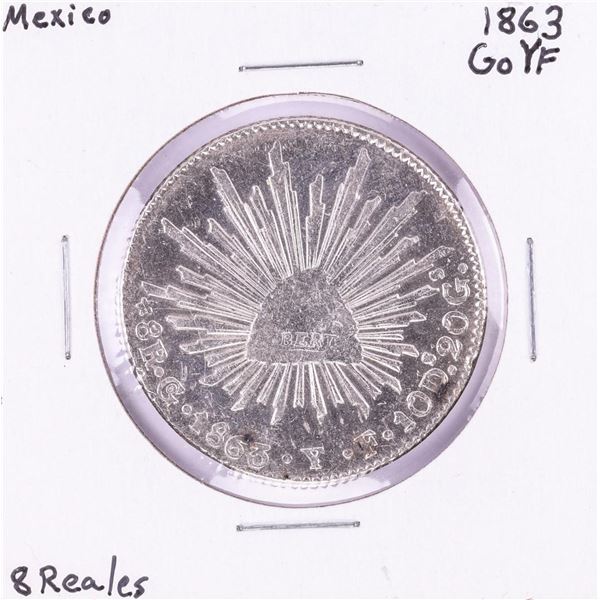 1863 GoYF Mexico 8 Reales Cap & Rays Silver Coin