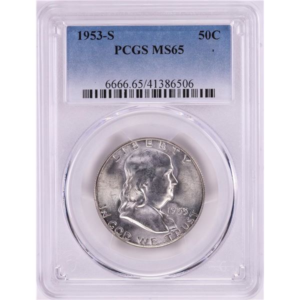 1953-S Franklin Half Dollar Coin PCGS MS65