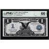 Image 1 : 1899 $1 Black Eagle Silver Certificate Note Fr.229 PMG Gem Uncirculated 66EPQ