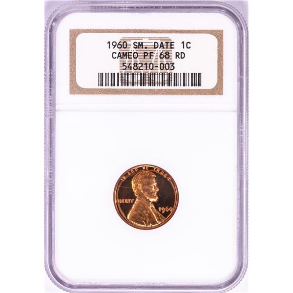 1960 Small Date Proof Lincoln Memorial Cent Coin NGC PF68RD Cameo