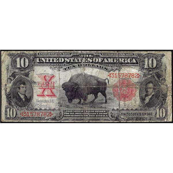 1901 $10 Bison Legal Tender Note - Tape Repair