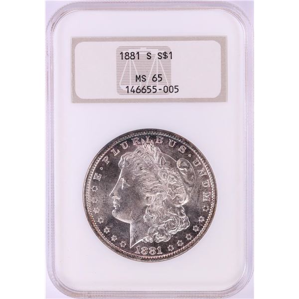 1881-S $1 Morgan Silver Dollar Coin NGC MS65 Old Fatty Holder