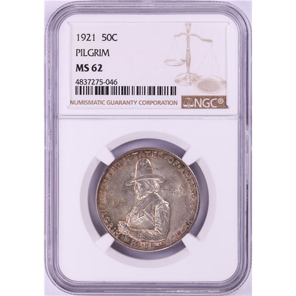 1921 Pilgrim Commemorative Half Dollar Coin NGC MS62