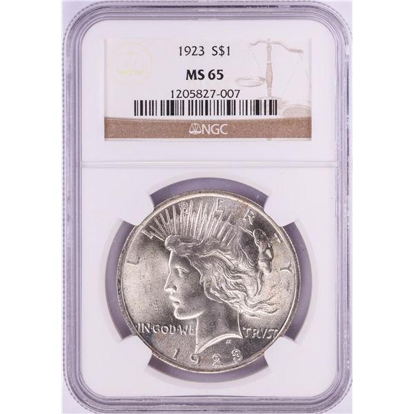 1923 $1 Peace Silver Dollar Coin NGC MS65