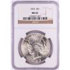 Image 1 : 1923 $1 Peace Silver Dollar Coin NGC MS65