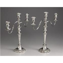 A Pair of Silver Plate Candelabrum 