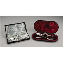 Two Silver Christening Sets in Original Boxes