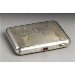 A Russian Silver Cigarette Case 