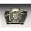 Image 2 : An American Glass and Silver Inkwell and Tray 
