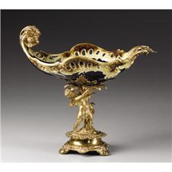 A German Porcelain Centerpiece with Gilt Bronze 