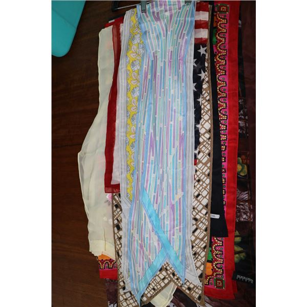 Ten silk and chiffon scarves including Cacharel, Demaro, Echo, Ellen Tracy, Adrienne Vittadin, Oscar