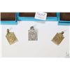 Image 2 : Three Birks British Columbia Philatelic Society stamp motif pendants including one silver metal and 