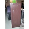 Image 1 : Canadian made brown single door gun cabinet with two locks and two keys, 55" high X 21" wide