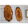 Image 1 : Two shop made ammo. displays set in burl wood slabs, one with shotgun rounds and one with rifle roun