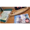 Image 2 : Box Lot: Canadian Historical Books & 2 Birchbark Décor Canoes