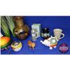 Image 2 : Shelf Lot: Travel Theme Ornaments (Incl: Large Conche Shell, Vases, Stein, etc)