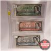 Image 1 : Canada Bills 1954 (3): $1 ; $2 ; $5 (See Pics for Signatures/Serial Numbers)