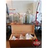 Image 1 : Large WINE MAKING KIT/SUPPLIES COMBO (Incl: 8 Carboy Bottles, Bottle Rack, Barrels, Cork Installer, 