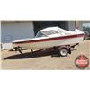 Image 2 : Vanguard 16' Deep V Fiberglass Boat w/90 Horse Evinrude w/Boat Trailer (Also incl: Water Skiis, Cano