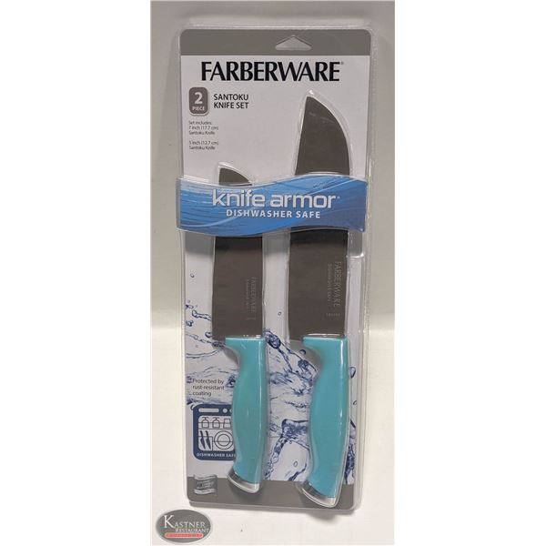 NEW FARBERWARE 2 PC SANTOKU KNIFE ARMOR SET