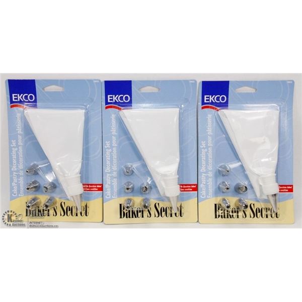 3 NEW BAKERS SECRET CAKE & PASTRY DECORATING SETS