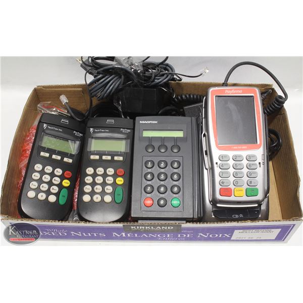 LOT OF FOUR CREDIT DEBIT CARD MACHINES.