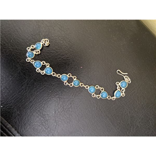 Blue glass silver bracelet