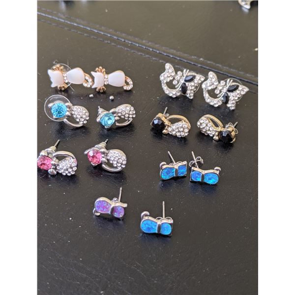 cat themed earring lot