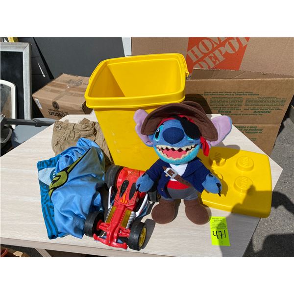 Bin toys and clothing